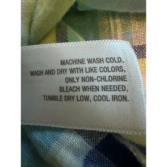 *Rare* Old Navy Linen Blend Cottagecore Yellow Plaid Tank Tie Back Women's LARGE - Picture 7 of 10